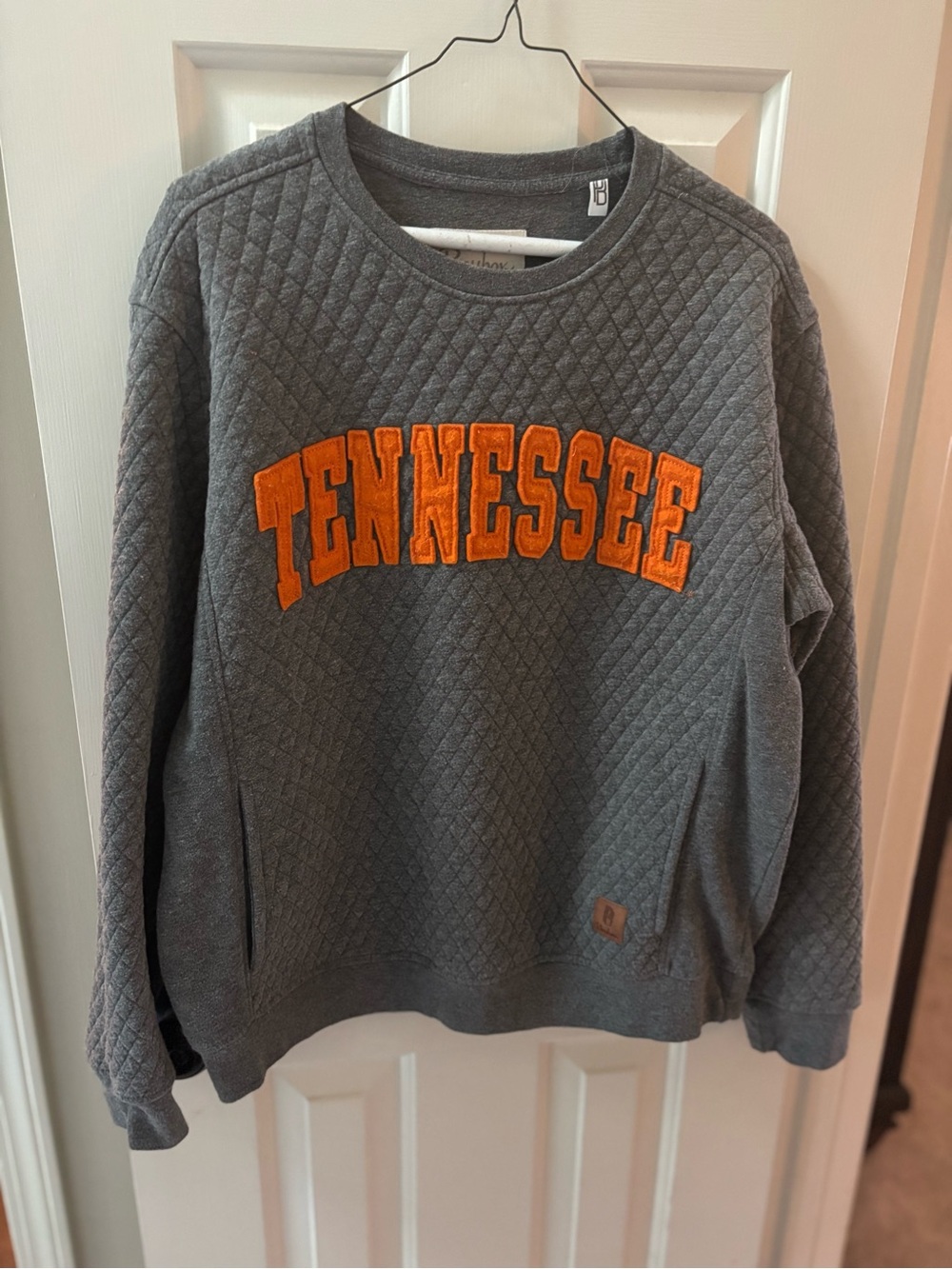 Tennessee Quilted Gray Sweatshirt with Orange Applique